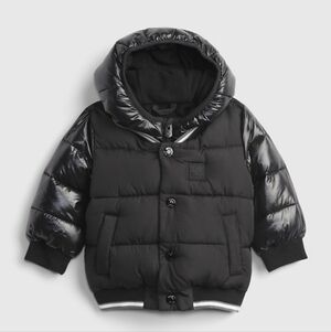 Baby Gap Black Puffer Varsity Style Jacket - size 6-9  mts - like new